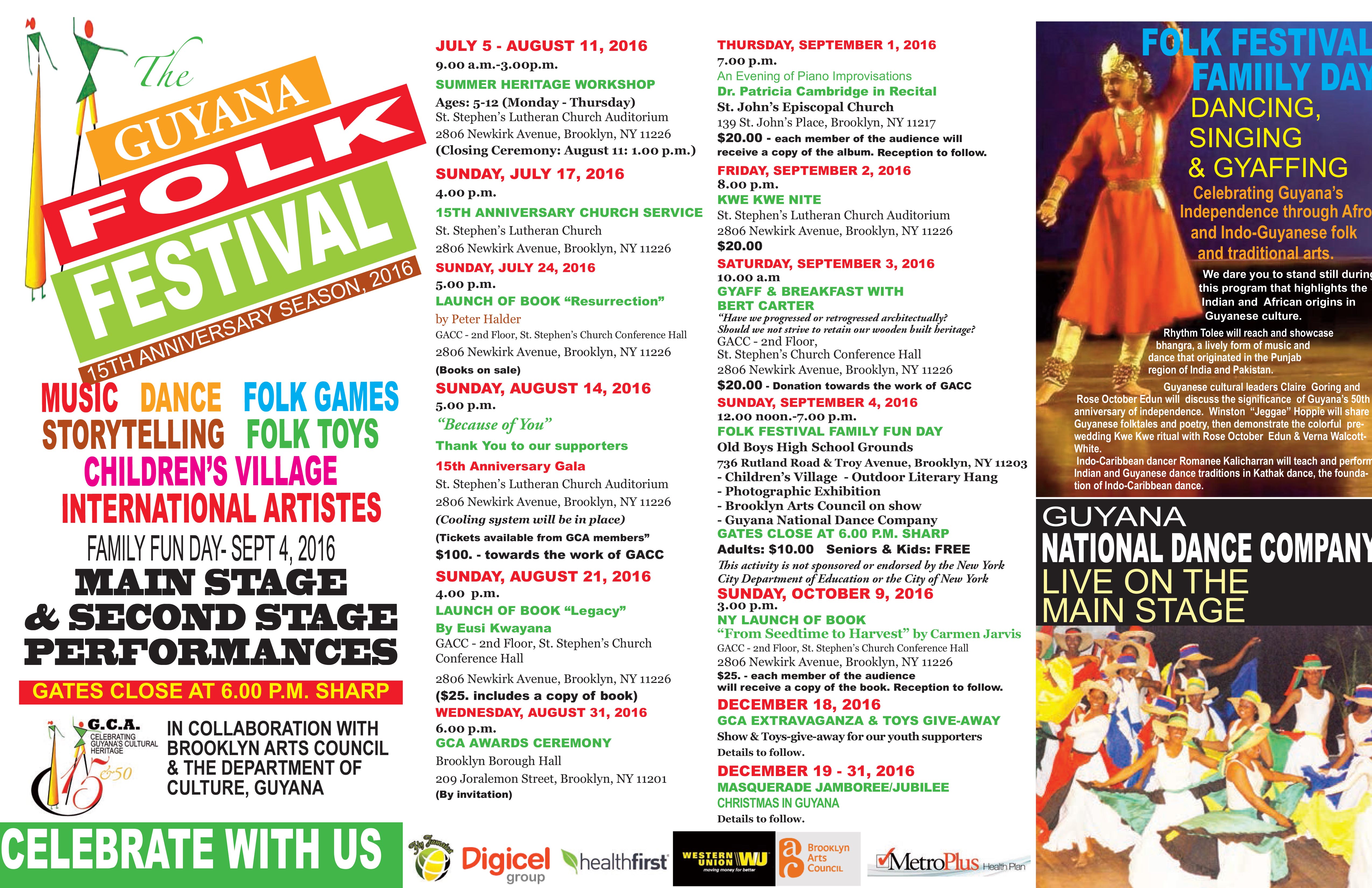 Guyana Folk Fest 2016 FOLK FESTIVAL CALENDAR OF EVENTS