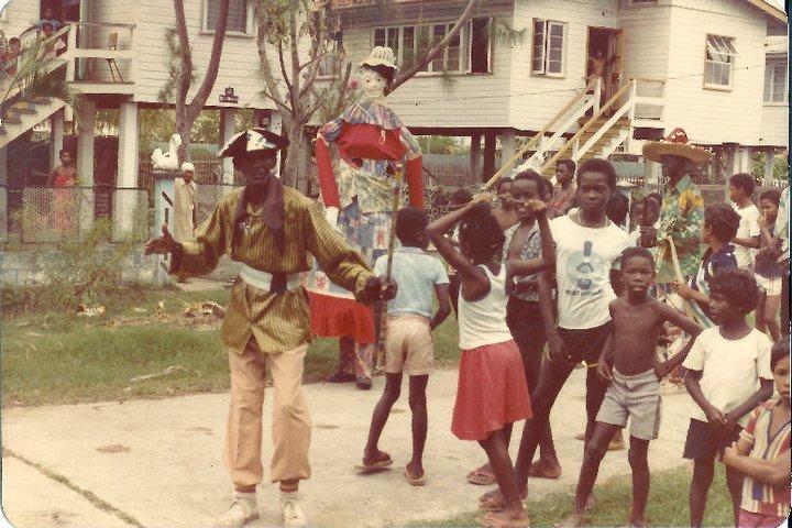 “Rose Masquerade Band” in Tucber Park, New Amsterdam, Berbice. Late 1960s-early 1970s. Photograph by Mart’n James.