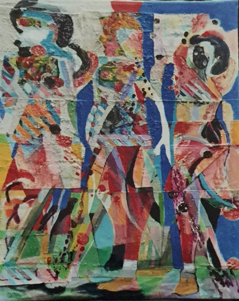 Image # 21: Dudley Charles, “Masqueraders : Ready for the road.” 40"x30" acrylic on canvas. Posted online December 6, 2016.